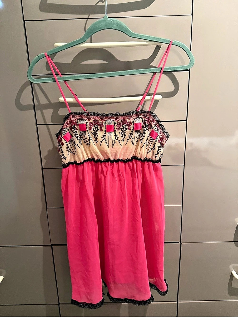 Pink & Beige Strappy Nighty